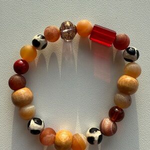 Source Unknown Red and Brown Beaded Bracelet